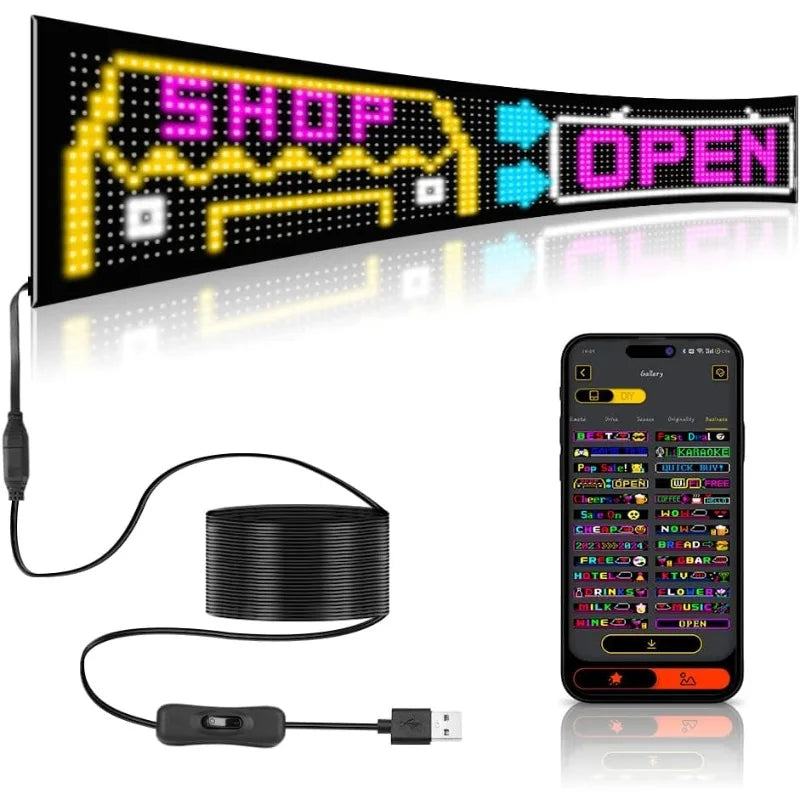 Puvora Car Window LED Display - Programmable Via Bluetooth