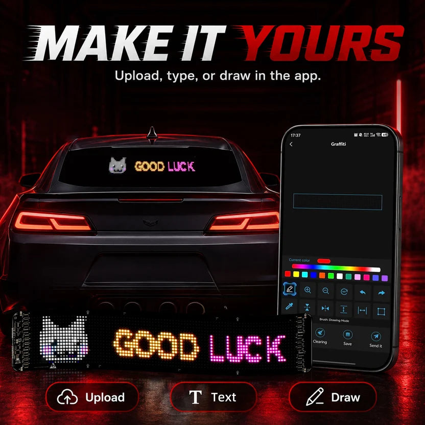 Puvora Car Window LED Display - Programmable Via Bluetooth